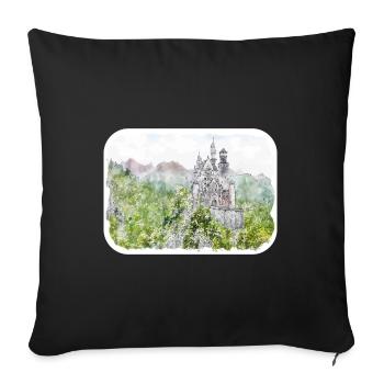 Allemagne croquis aquarelle illustration dessinée à la main - Housse de coussin décorative 45 x 45 cm - noir - Devant
