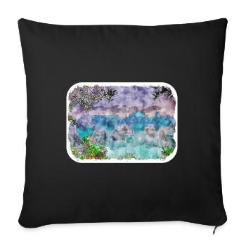 Dessin de peinture de croquis d'aquarelle de point de repère du Vietnam - Housse de coussin décorative 45 x 45 cm - noir - Devant