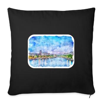 Helsinki Finland Watercolor Sketch Illustration - Sofa pillowcase 17,3'' x 17,3'' (45 x 45 cm) - black - Front
