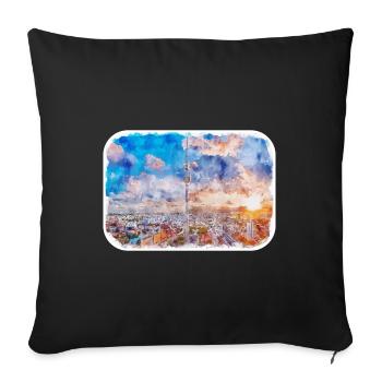 Berlin Allemagne Aquarelle Esquisse Dessinée Peinture - Housse de coussin décorative 45 x 45 cm - noir - Devant