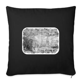 France croquis aquarelle illustration dessinée à la main - Housse de coussin décorative 45 x 45 cm - noir - Devant
