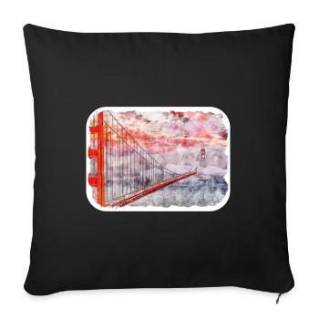 San Francisco Usa Watercolor Sketch Illustration - Sofa pillowcase 17,3'' x 17,3'' (45 x 45 cm) - black - Front