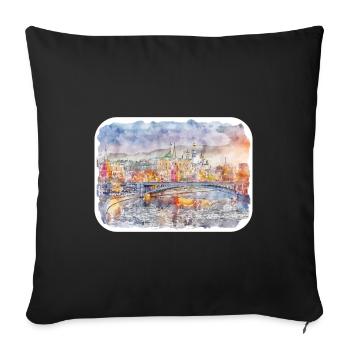 Moscow Russia Watercolor Sketch Drawn Painting - Sofa pillowcase 17,3'' x 17,3'' (45 x 45 cm) - black - Front