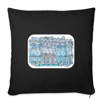 russie, aquarelle, croquis, main, dessiné, illustration - Housse de coussin décorative 45 x 45 cm - noir - Devant