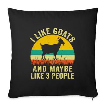 J’aime les chèvres et peut-être 3 personnes - Housse de coussin décorative 45 x 45 cm - noir - Devant
