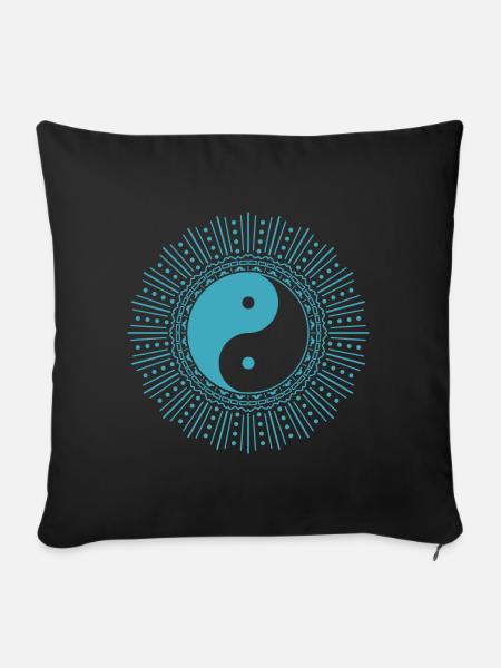 Yin Yang Mandala - Sofakissenbezug 45 x 45 cm - Schwarz