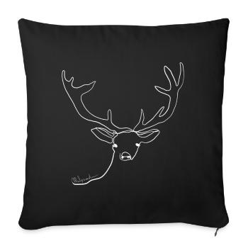 cerf de noel minimaliste trait - Housse de coussin décorative 45 x 45 cm - noir - Devant