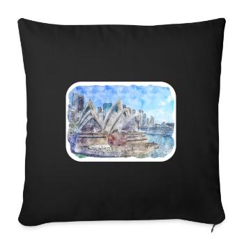 Sydney Australie Aquarelle Esquisse Dessinée Illustrat - Housse de coussin décorative 45 x 45 cm - noir - Devant