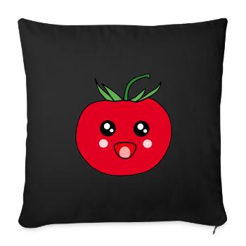 Cadeau Kawaii : design drôle de nourriture à la tomate - Housse de coussin décorative 45 x 45 cm - noir - Devant