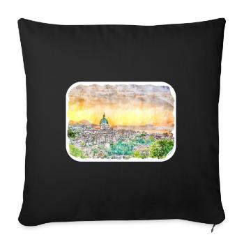 Italy Watercolor Sketch Hand Drawn Illustration - Sofa pillowcase 17,3'' x 17,3'' (45 x 45 cm) - black - Front