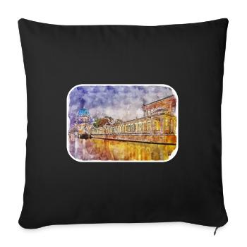 Berlin Allemagne Aquarelle Esquisse Dessinée Peinture - Housse de coussin décorative 45 x 45 cm - noir - Devant