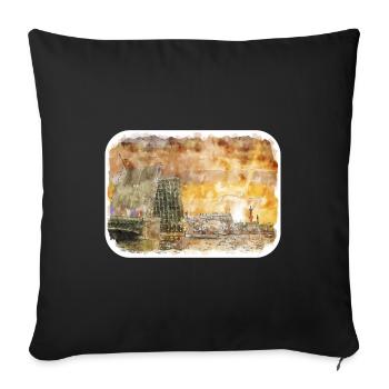 St Petersburg Russia Watercolor Sketch Painting - Sofa pillowcase 17,3'' x 17,3'' (45 x 45 cm) - black - Front