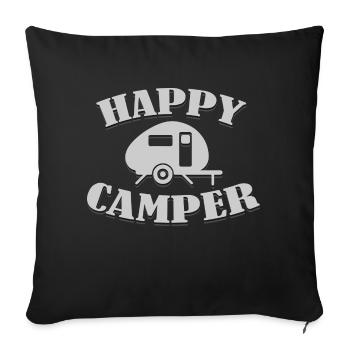 happy camper - camping life - Housse de coussin décorative 45 x 45 cm - noir - Devant
