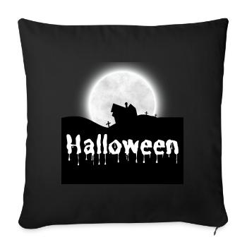 Halloween Gruselig Friedhof Mond Hexe Vampire - Sofakissenbezug 45 x 45 cm - Schwarz - Vorne