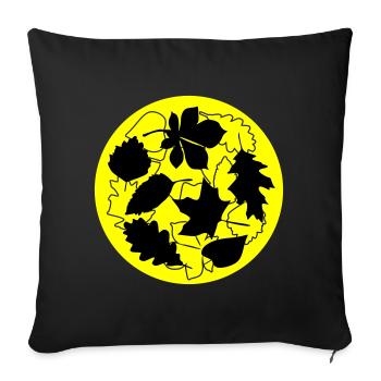Feuilles circulaires d’automne - Housse de coussin décorative 45 x 45 cm - noir - Devant