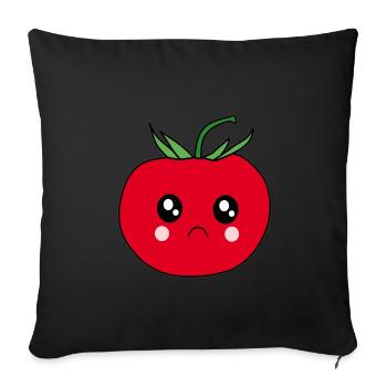 Funny Tomato Food Design with Sad Face - Sofa pillowcase 17,3'' x 17,3'' (45 x 45 cm) - black - Front