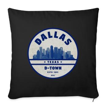 Dallas Skyline DTown Vintage Badge - Sofa pillowcase 17,3'' x 17,3'' (45 x 45 cm) - black - Front