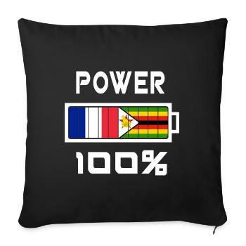 Zimbabwe et France Power 100 % - Housse de coussin décorative 45 x 45 cm - noir - Devant