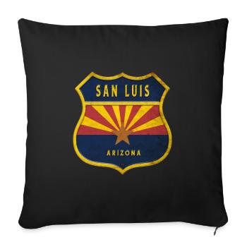 Design du blason du drapeau de San Luis Arizona - Housse de coussin décorative 45 x 45 cm - noir - Devant