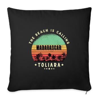 Design de plage de Toliara à Madagascar - Housse de coussin décorative 45 x 45 cm - noir - Devant