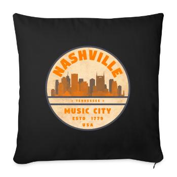 Nashville USA - Sofa pillowcase 17,3'' x 17,3'' (45 x 45 cm) - black - Front