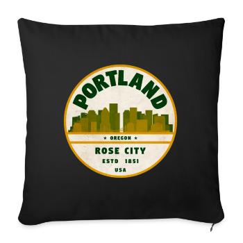 Portland Rose City Vintage Badge - Sofa pillowcase 17,3'' x 17,3'' (45 x 45 cm) - black - Front