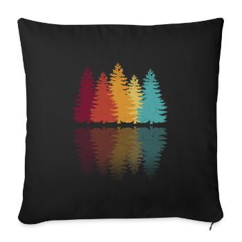 Forest Retro Outdoor Hiking Hiking Nature Tree - Housse de coussin décorative 45 x 45 cm - noir - Devant