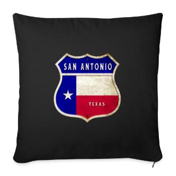 San Antonio Texas coat of arms flag design - Sofa pillowcase 17,3'' x 17,3'' (45 x 45 cm) - black - Front