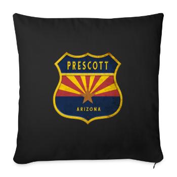 Design du blason du drapeau de Prescott Arizona - Housse de coussin décorative 45 x 45 cm - noir - Devant