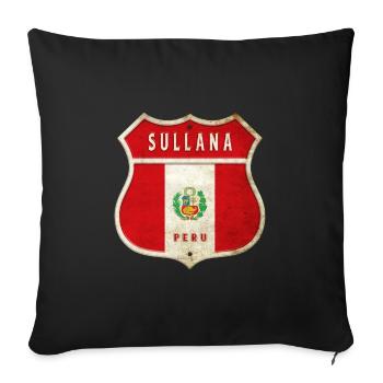 Sullana Peru coat of arms flag design - Sofa pillowcase 17,3'' x 17,3'' (45 x 45 cm) - black - Front