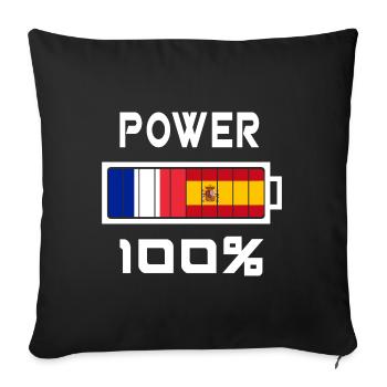 Spain and France Power 100% - Sofa pillowcase 17,3'' x 17,3'' (45 x 45 cm) - black - Front