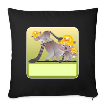 NAME GIFTS HOUSE BUILDING NEW CONSTRUCTION RACCOONS - Sofa pillowcase 17,3'' x 17,3'' (45 x 45 cm) - black - Front