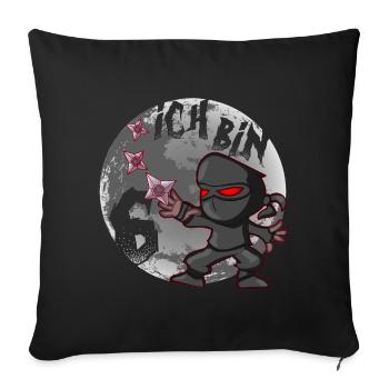 6. Geburtstag Ninja Junge 6 Jahre alt Ninja - Sofakissenbezug 45 x 45 cm - Schwarz - Vorne