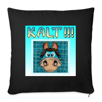 KALT - FRIEREN - WINTERZEIT - PFERD PONY - Sofakissenbezug 45 x 45 cm - Schwarz - Vorne
