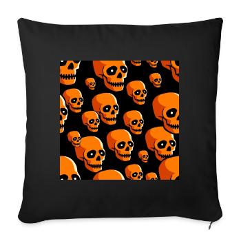 Crânes Motif Halloween Citrouille Noir & Orange - Housse de coussin décorative 45 x 45 cm - noir - Devant