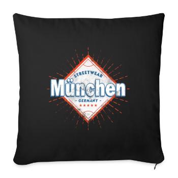 Munich Allemagne City Skyline Home Love - Housse de coussin décorative 45 x 45 cm - noir - Devant
