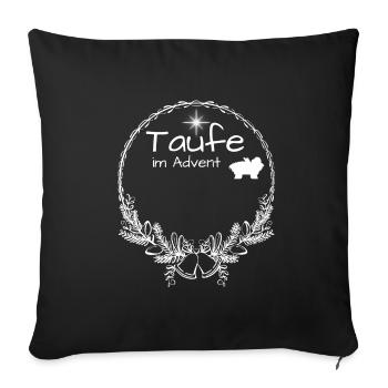 Taufe im Advent Baby greift nach Weihnachtsstern - Sofakissenbezug 45 x 45 cm - Schwarz - Vorne