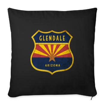 Design du blason du drapeau de Glendale Arizona - Housse de coussin décorative 45 x 45 cm - noir - Devant