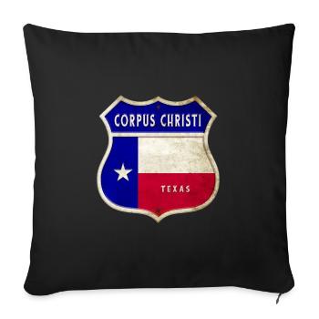 Corpus Christi Texas coat of arms flag design - Sofa pillowcase 17,3'' x 17,3'' (45 x 45 cm) - black - Front
