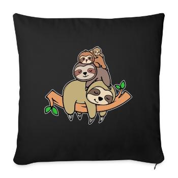 Déclaration de paresseux Animal paresseux Fatigué Sleeping Zoo - Housse de coussin décorative 45 x 45 cm - noir - Devant