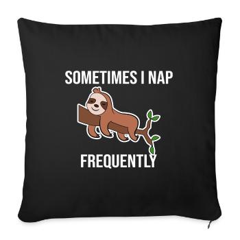 Humorous Statement Lazy Sloth Sleeping Animal - Sofa pillowcase 17,3'' x 17,3'' (45 x 45 cm) - black - Front