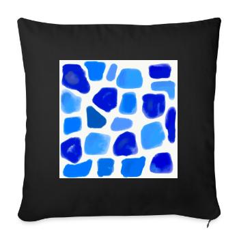 BlueWatercolor –Blue Sea - mosaic stones - Sofa pillowcase 17,3'' x 17,3'' (45 x 45 cm) - black - Front