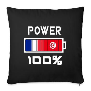 Tunesien und Frankreich Power 100% - Sofakissenbezug 45 x 45 cm - Schwarz - Vorne