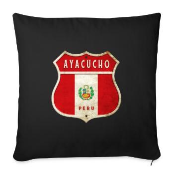 Ayacucho Peru coat of arms flag design - Sofa pillowcase 17,3'' x 17,3'' (45 x 45 cm) - black - Front