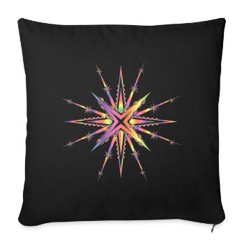 strahlender Stern in zarten Regenbogenfarben - Sofakissenbezug 45 x 45 cm - Schwarz - Vorne