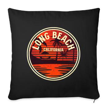 Long Beach California Sunset Badge - Sofa pillowcase 17,3'' x 17,3'' (45 x 45 cm) - black - Front