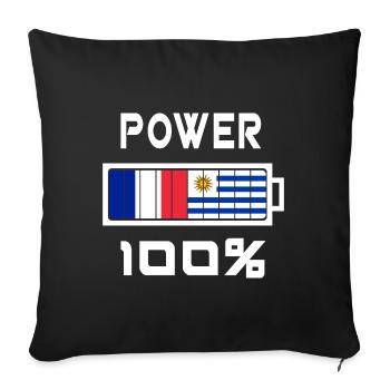 Uruguay et France Power 100 % - Housse de coussin décorative 45 x 45 cm - noir - Devant