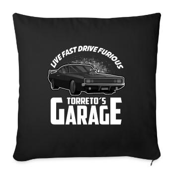 Toretto's Garage | Tuner Workshop - Sofa pillowcase 17,3'' x 17,3'' (45 x 45 cm) - black - Front