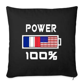 Les États-Unis et la France alimentent 100% - Housse de coussin décorative 45 x 45 cm - noir - Devant