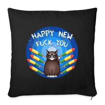 Happy New Fuck You - Sofa pillowcase 17,3'' x 17,3'' (45 x 45 cm) - black - Front
